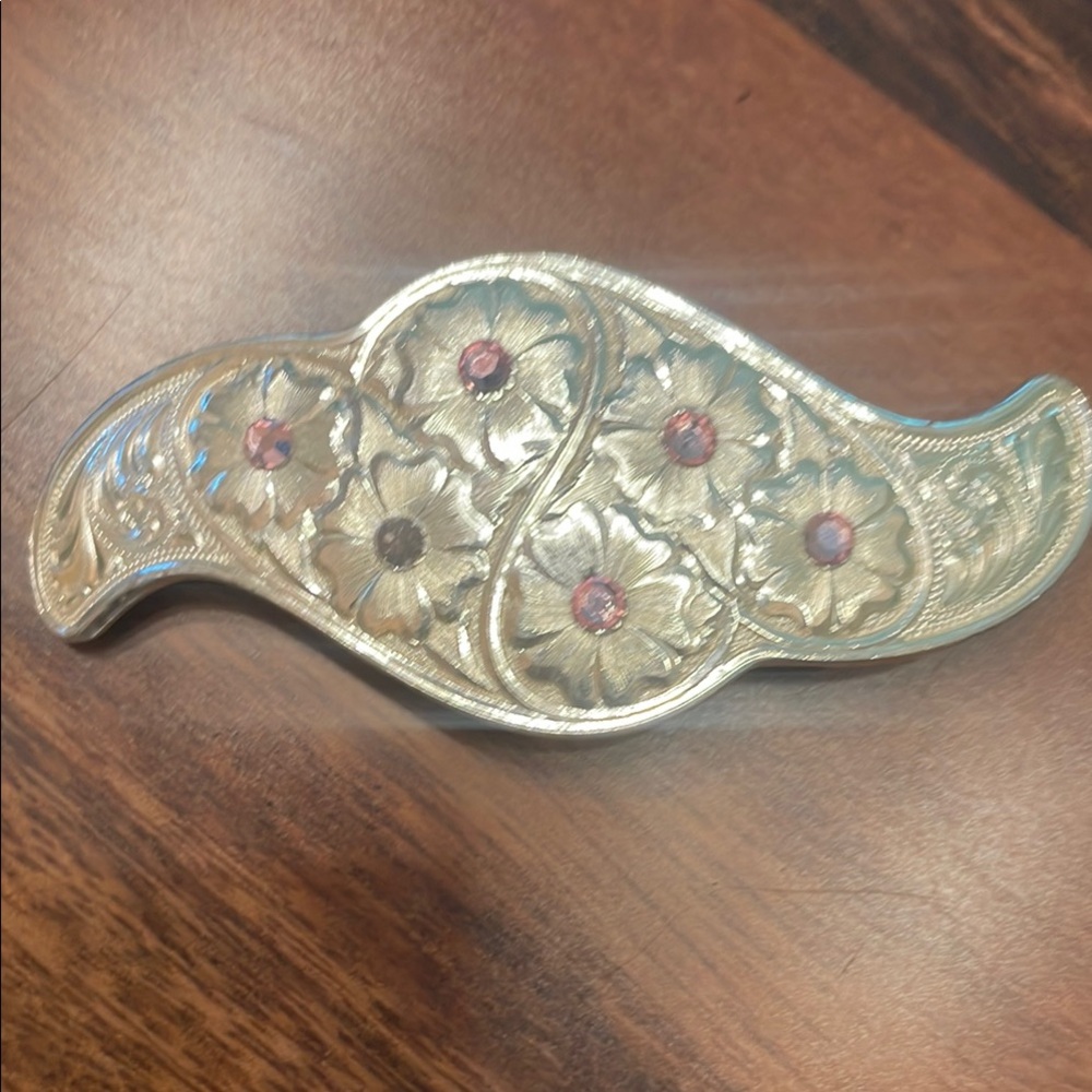 Vintage Montana silversmith Silver and purple rhinestone hair barrette